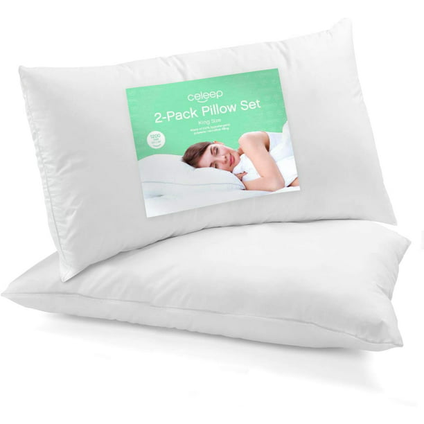 Standard/Queen White+White Machine Washable Medium Classic Bed Pillow 2 Pack 